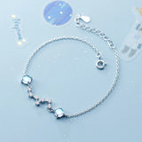 925 Silver Crystal Planet Bracelet Women Colorful Chain Wedding Jewelry