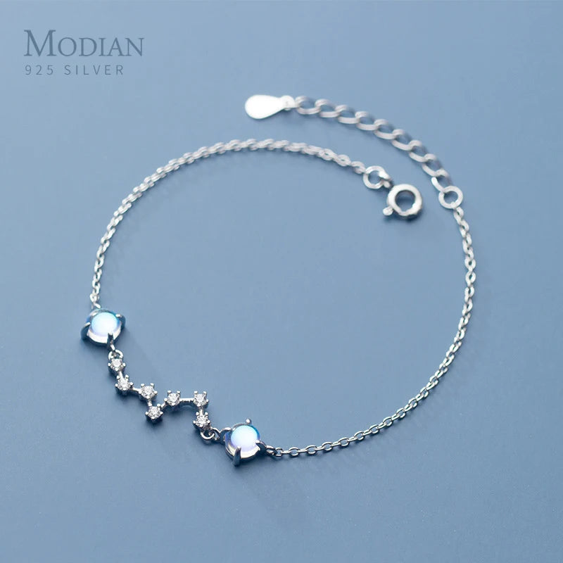 925 Silver Crystal Planet Bracelet Women Colorful Chain Wedding Jewelry