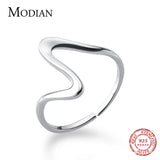 925 Silver Geometric Wave ECG Ring for Women Size Ring Japanese Style
