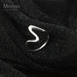 925 Silver Geometric Wave ECG Ring for Women Size Ring Japanese Style