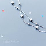 925 Sterling Silver Little Ball Stars Bracelet Chain Link