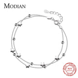 925 Sterling Silver Little Ball Stars Bracelet Chain Link
