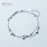 925 Sterling Silver Little Ball Stars Bracelet Chain Link