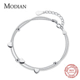 925 Silver Little Balls Hearts Charm Bracelet for Women Adjustable Link Chain