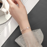 925 Silver Little Balls Hearts Charm Bracelet for Women Adjustable Link Chain