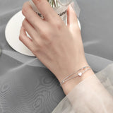 925 Silver Little Balls Hearts Charm Bracelet for Women Adjustable Link Chain