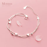 925 Silver Little Balls Hearts Charm Bracelet for Women Adjustable Link Chain