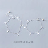 925 Silver Mini Star Moon Bracelet Anklet Women Minimalist Fine Jewelry