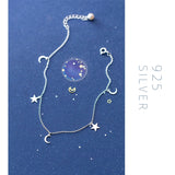 925 Silver Mini Star Moon Bracelet Anklet Women Minimalist Fine Jewelry