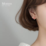 925 Sterling Silver Mini Rabbit Carrot Asymmetry Hoop Earring for Women
