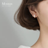 925 Sterling Silver Mini Rabbit Carrot Asymmetry Hoop Earring for Women