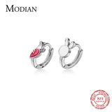 925 Sterling Silver Mini Rabbit Carrot Asymmetry Hoop Earring for Women
