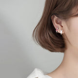 925 Sterling Silver Mini Rabbit Carrot Asymmetry Hoop Earring for Women