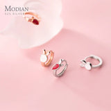 925 Sterling Silver Mini Rabbit Carrot Asymmetry Hoop Earring for Women