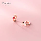 925 Sterling Silver Mini Rabbit Carrot Asymmetry Hoop Earring for Women