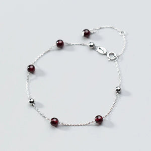 925 Silver Red Crystal Ball Anklet for Women