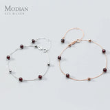 925 Silver Red Crystal Ball Anklet for Women