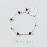 925 Silver Red Crystal Ball Anklet for Women