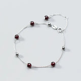 925 Silver Red Crystal Ball Anklet for Women