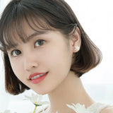 925 Sterling Silver Enamel 3 Flower Stud Earrings for Women Fine Jewelry