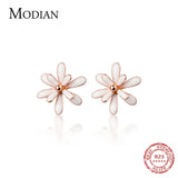 925 Sterling Silver Enamel 3 Flower Stud Earrings for Women Fine Jewelry