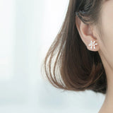 925 Sterling Silver Enamel 3 Flower Stud Earrings for Women Fine Jewelry