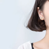 925 Silver Bee & Flower Enamel Stud Earrings