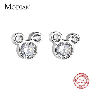 925 Sterling Silver Bear CZ Stud Earrings