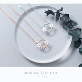 925 Silver Ceramics Enamel Rose Necklace Pendant Women Jewelry
