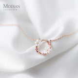 925 Silver Ceramics Enamel Rose Necklace Pendant Women Jewelry