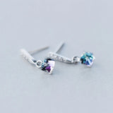 925 Silver Rainbow Crystal Drop Earrings for Women