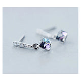 925 Silver Rainbow Crystal Drop Earrings for Women