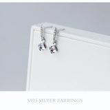 925 Silver Rainbow Crystal Drop Earrings for Women