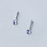 925 Silver Rainbow Crystal Drop Earrings for Women