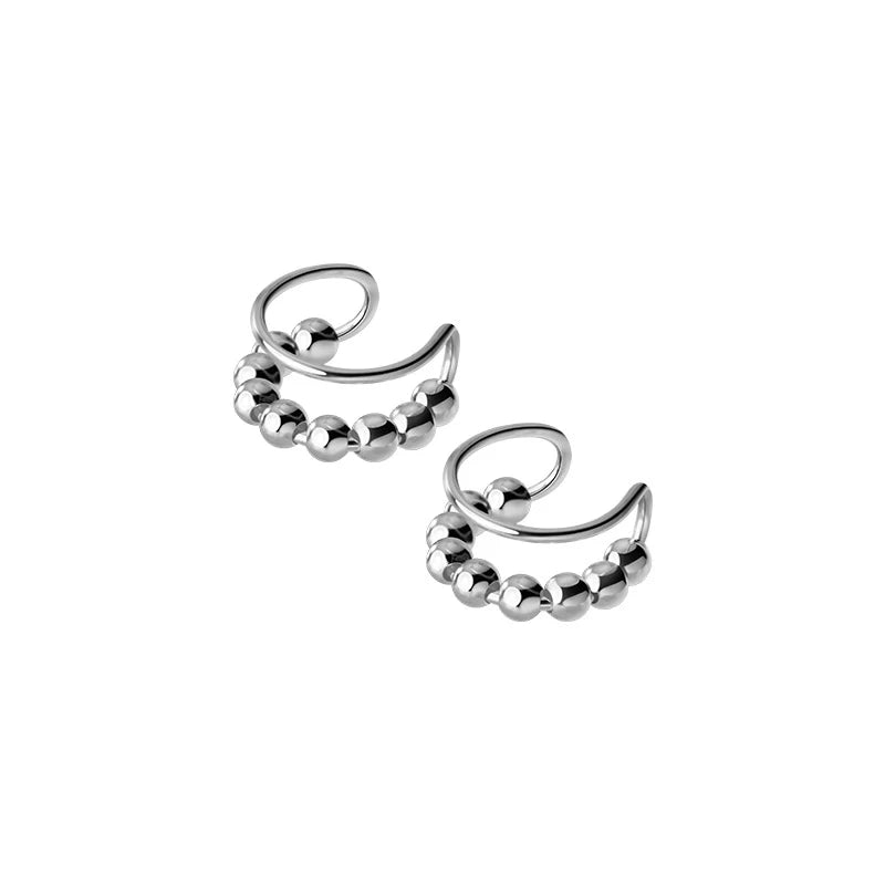 Moon Shape 925 Silver Clips Earrings for Women