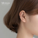 Moon Shape 925 Silver Clips Earrings for Women