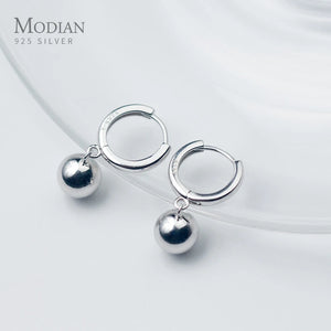 Big Balls Sterling Silver 925 Hoop Earring Women Korea Style Fine Jewelry