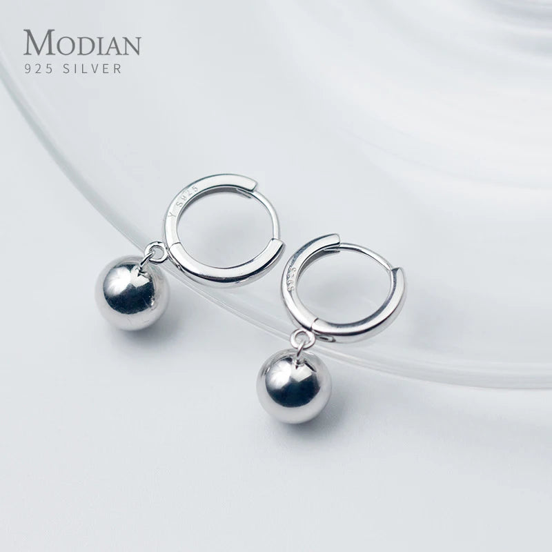 Big Balls Sterling Silver 925 Hoop Earring Women Korea Style Fine Jewelry