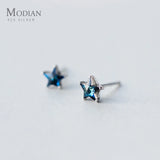 925 Silver Stars Crystal Stud Earrings Women Jewelry Gift