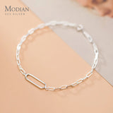 Arrive Stackable Oval Interlock 925 Sterling Silver Bracelet for Women