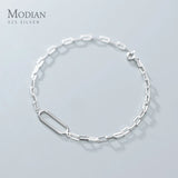 Arrive Stackable Oval Interlock 925 Sterling Silver Bracelet for Women