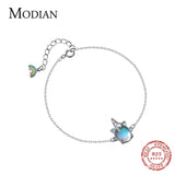 925 Sterling Silver Rainbow Crystal Unicorn Charm Bracelet