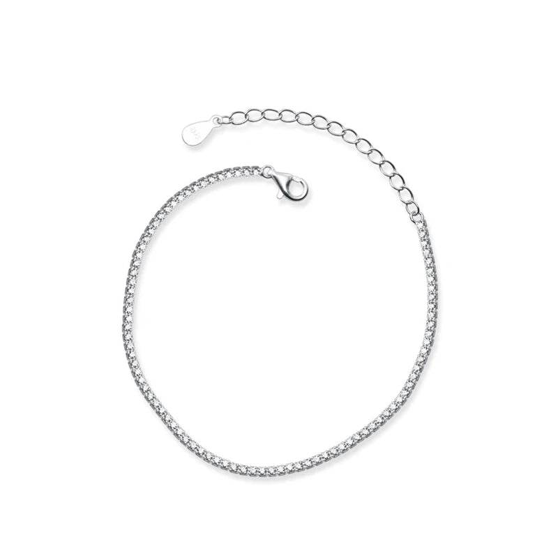 925 Silver Square CZ Bracelet Women Bangle Jewelry