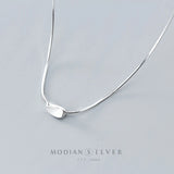 Irregular Square 925 Silver Pendant with Adjustable Chain Necklace