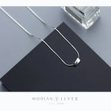 Irregular Square 925 Silver Pendant with Adjustable Chain Necklace