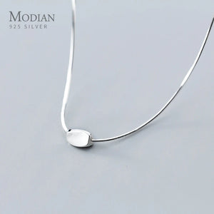 Irregular Square 925 Silver Pendant with Adjustable Chain Necklace