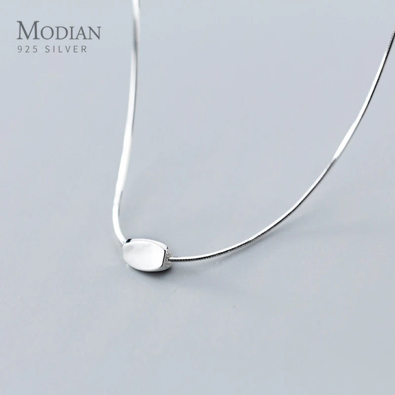Irregular Square 925 Silver Pendant with Adjustable Chain Necklace