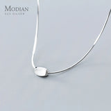 Irregular Square 925 Silver Pendant with Adjustable Chain Necklace