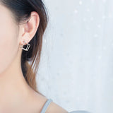 Geometric 3D Cube Studs 925 Sterling Silver Earrings