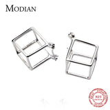 Geometric 3D Cube Studs 925 Sterling Silver Earrings